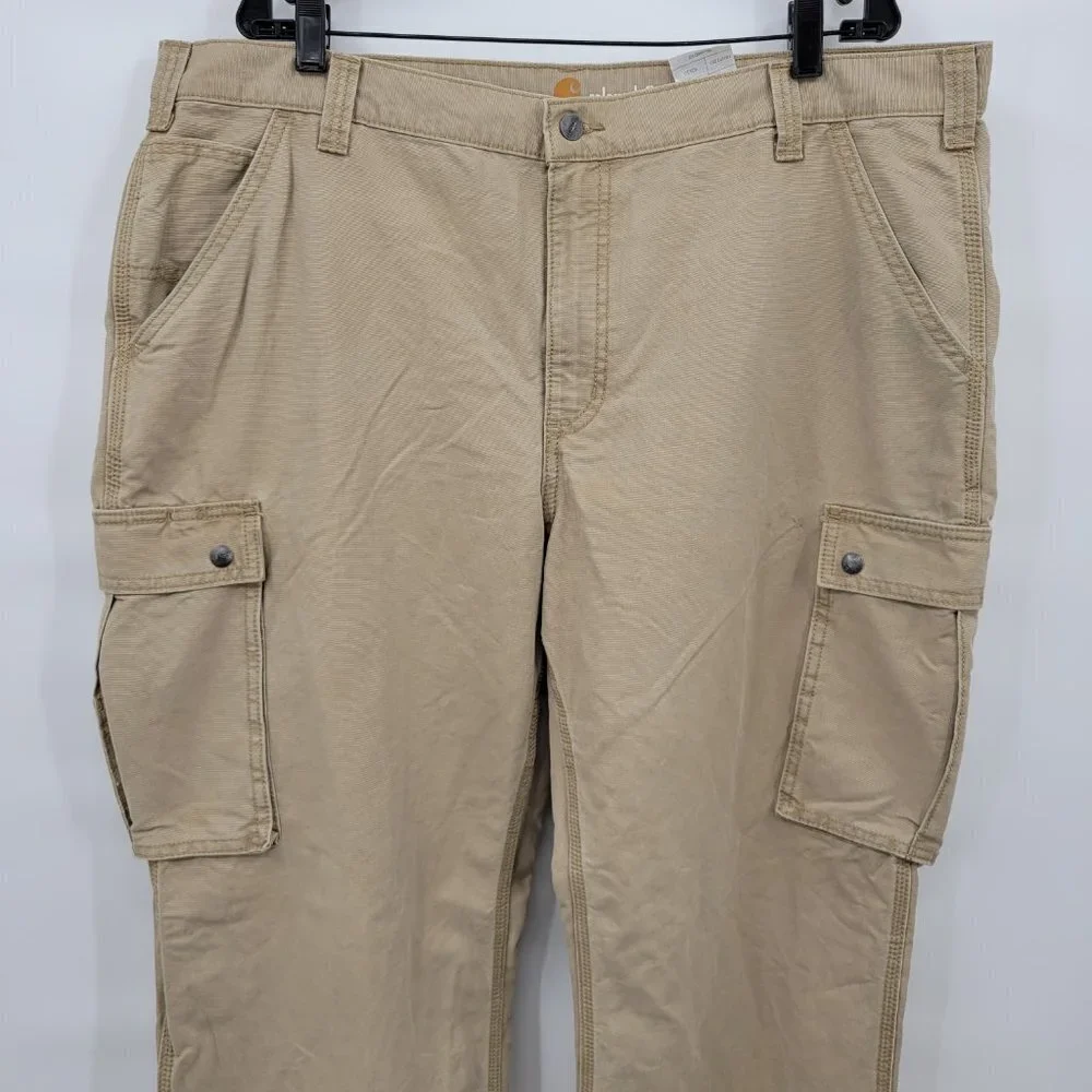 Carhartt Men Brown 100% Cotton Rugged Relaxed Fit Straight Cargo Pants Size 42